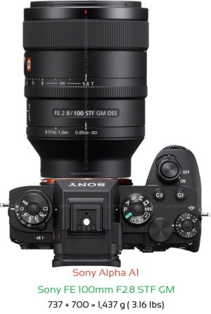 Sony A1 with Sony FE 100mm F2.8 STF GM Lens Size