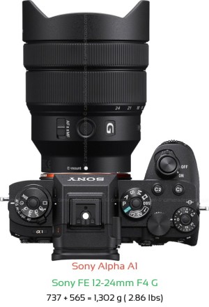 Sony A1 with Sony FE 12-24mm F4 G Lens Size