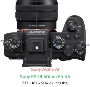 Sony A1 with Sony FE 28-60mm F4-5.6 Lens Size
