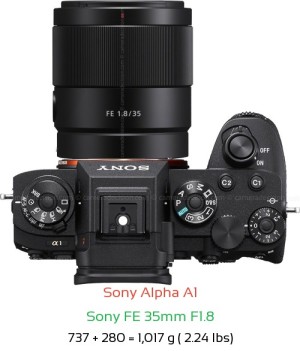 Sony A1 with Sony FE 35mm F1.8 Lens Size
