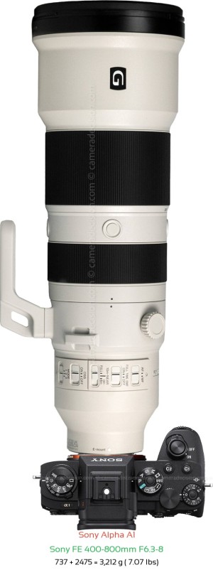 Sony A1 with Sony FE 400-800mm F6.3-8 Lens Size