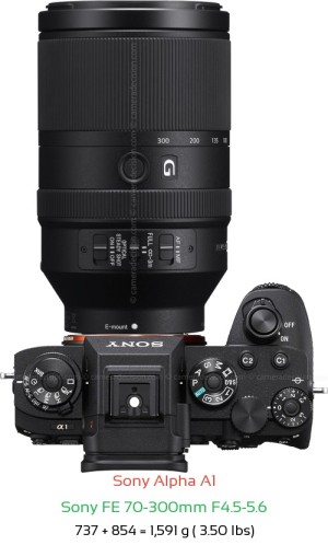 Sony A1 with Sony FE 70-300mm F4.5-5.6 Lens Size