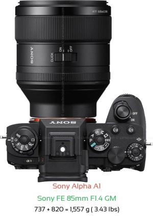 Sony A1 with Sony FE 85mm F1.4 GM Lens Size