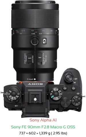 Sony A1 with Sony FE 90mm F2.8 Macro G OSS Lens Size