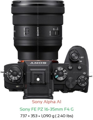 Sony A1 with Sony FE PZ 16-35mm F4 Lens Size