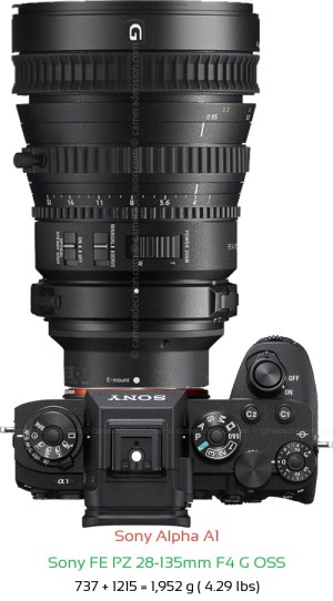 Sony A1 with Sony FE PZ 28-135mm F4 G Lens Size