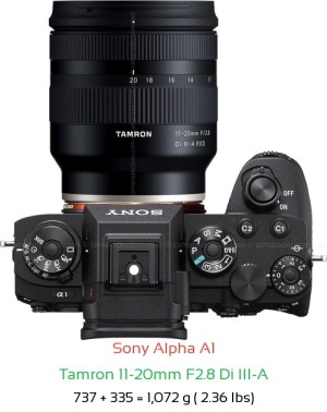 Sony A1 with Tamron 11-20mm F2.8 A Lens Size