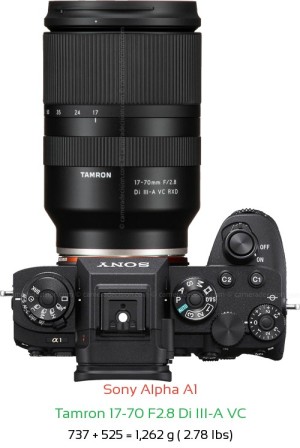 Sony A1 with Tamron 17-70 F2.8 Di III-A VC Lens Size
