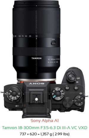 Sony A1 with Tamron 18-300mm F3.5-6.3 Di Lens Size