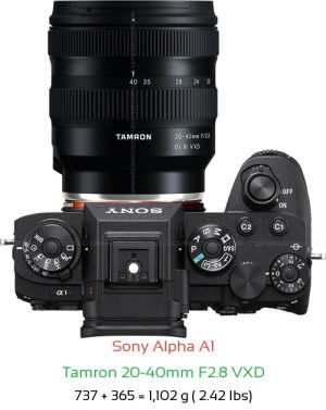 Sony A1 with Tamron 20-40mm F2.8 VXD Lens Size