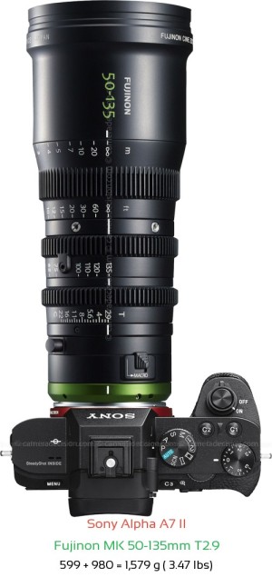Sony A7 II with Fujinon MK 50-135mm T2.9 Lens Size