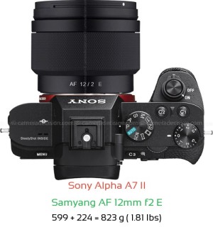 Sony A7 II with Samyang AF 12mm f2 E Lens Size