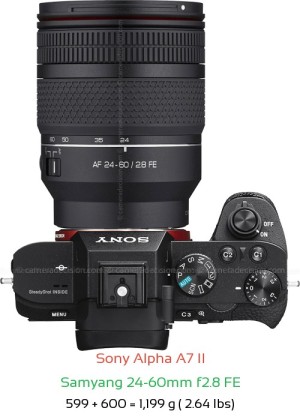 Sony A7 II with Samyang 24-60mm f2.8 FE Lens Size