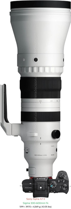 Sony A7 II with Sigma 300-600mm f4 Lens Size