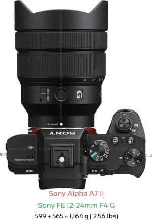 Sony A7 II with Sony FE 12-24mm F4 G Lens Size