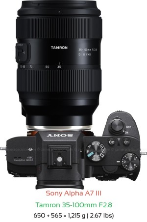 Sony A7 III with Tamron 35-100mm F2.8 Lens Size