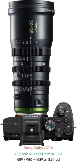 Sony A7 IV with Fujinon MK 50-135mm T2.9 Lens Size