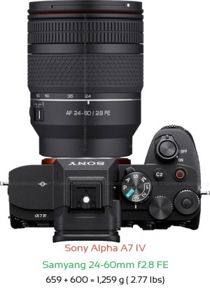 Sony A7 IV with Samyang 24-60mm f2.8 FE Lens Size