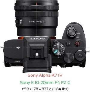 Sony A7 IV with Sony E 10-20mm F4 PZ G Lens Size