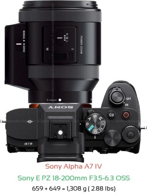 Sony A7 IV with Sony E PZ 18-200mm F3.5-6.3 Lens Size