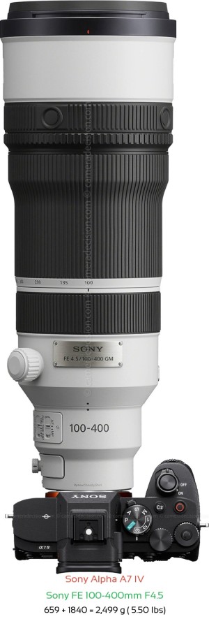 Sony A7 IV with Sony FE 100-400mm F4.5 Lens Size