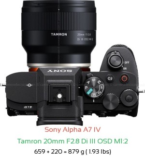 Sony A7 IV with Tamron 20mm F2.8 Di III OSD M1:2 Lens Size