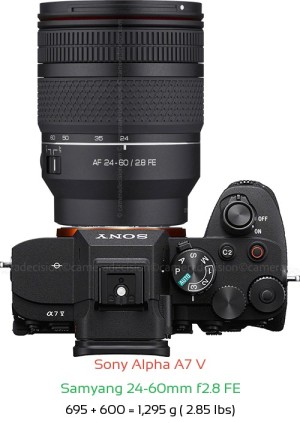 Sony A7 V with Samyang 24-60mm f2.8 FE Lens Size