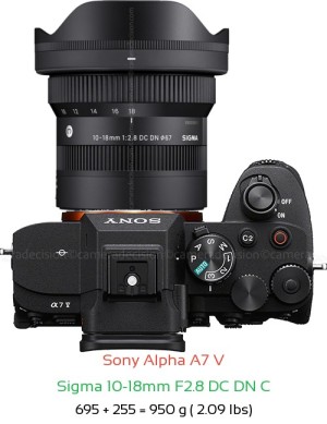 Sony A7 V with Sigma 10-18mm F2.8 DC DN C Lens Size