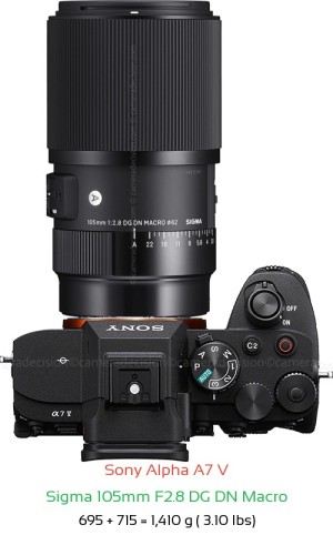 Sony A7 V with Sigma 105mm F2.8 DG DN Macro Lens Size