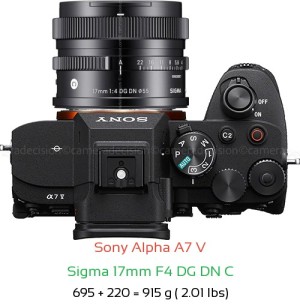 Sony A7 V with Sigma 17mm F4 DG DN C Lens Size
