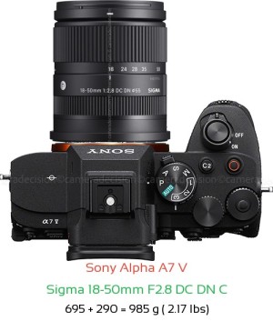 Sony A7 V with Sigma 18-50mm F2.8 DC DN C Lens Size