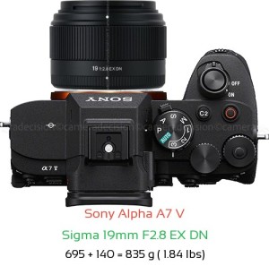 Sony A7 V with Sigma 19mm F2.8 EX DN Lens Size