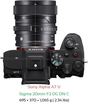 Sony A7 V with Sigma 20mm F2 DG DN C Lens Size