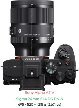 Sony A7 V with Sigma 24mm F1.4 DG DN A Lens Size