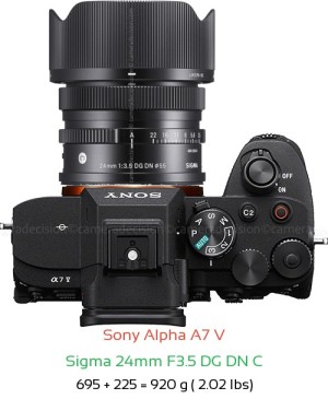 Sony A7 V with Sigma 24mm F3.5 DG DN C Lens Size