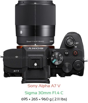 Sony A7 V with Sigma 30mm F1.4 C Lens Size