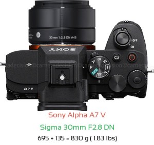 Sony A7 V with Sigma 30mm F2.8 DN Lens Size