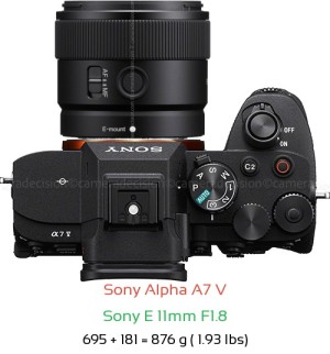 Sony A7 V with Sony E 11mm F1.8 Lens Size