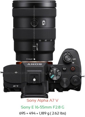 Sony A7 V with Sony E 16-55mm F2.8 G Lens Size