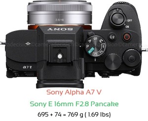 Sony A7 V with Sony E 16mm F2.8 Pancake Lens Size