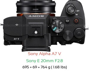 Sony A7 V with Sony E 20mm F2.8 Lens Size