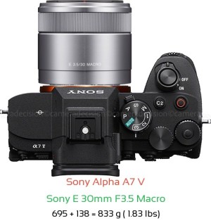 Sony A7 V with Sony E 30mm F3.5 Macro Lens Size