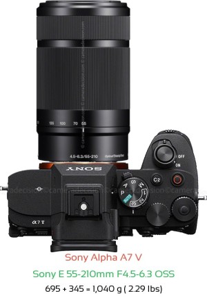 Sony A7 V with Sony E 55-210mm F4.5-6.3 OSS Lens Size