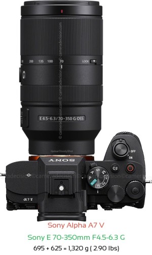 Sony A7 V with Sony E 70-350mm F4.5-6.3 G Lens Size