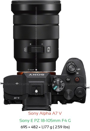 Sony A7 V with Sony E PZ 18-105mm F4 G Lens Size