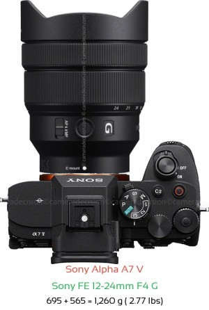 Sony A7 V with Sony FE 12-24mm F4 G Lens Size