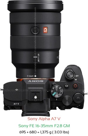 Sony A7 V with Sony FE 16-35mm F2.8 GM Lens Size