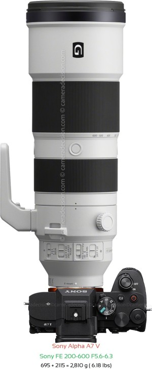 Sony A7 V with Sony FE 200-600 F5.6-6.3 Lens Size