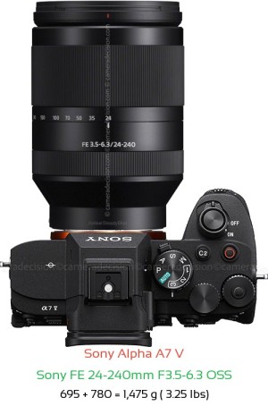 Sony A7 V with Sony FE 24-240mm F3.5-6.3 OSS Lens Size