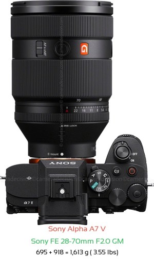 Sony A7 V with Sony FE 28-70mm F2.0 GM Lens Size